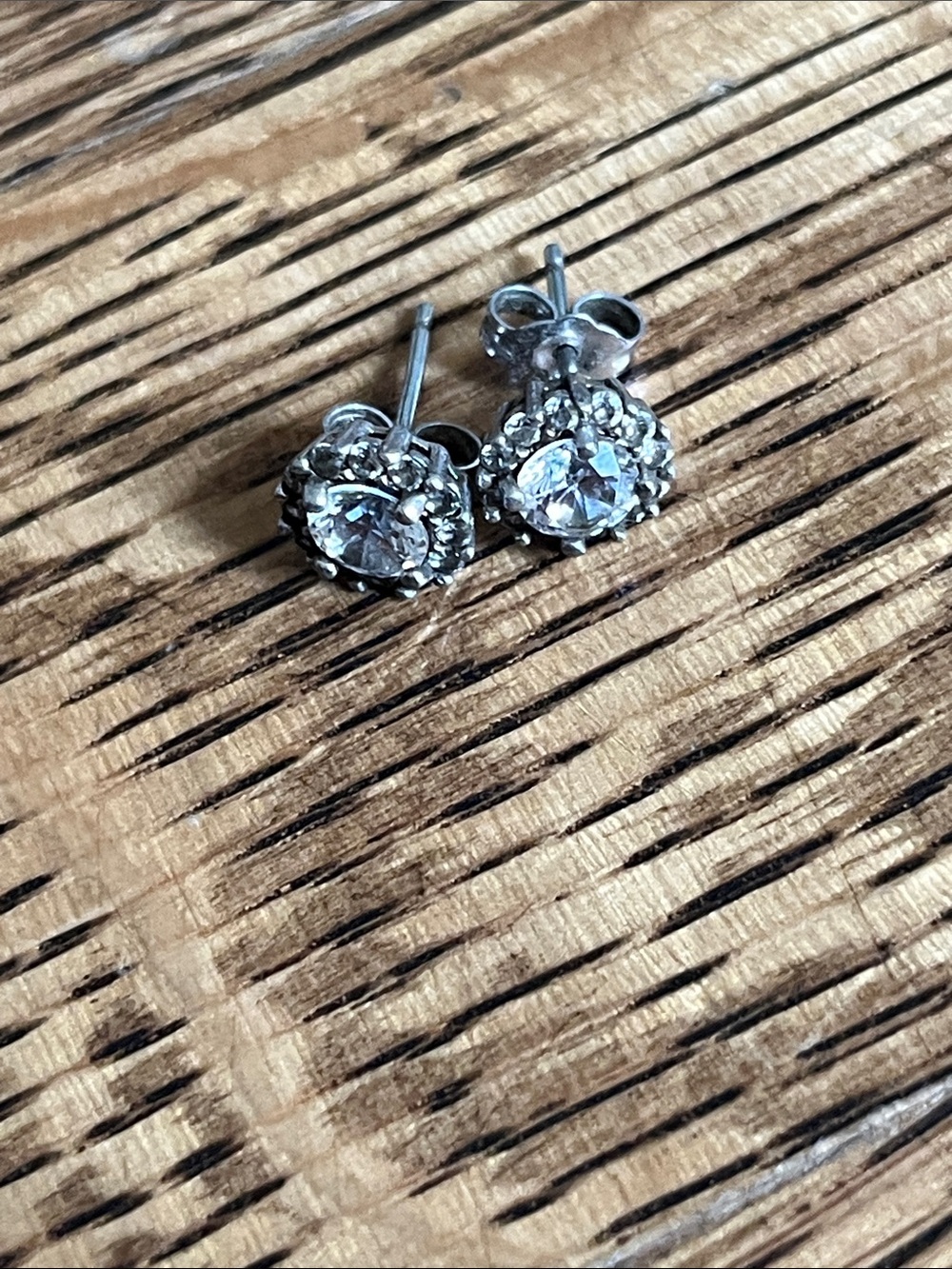 vintage Kiera designer sterling silver cubic zirconia (CZ) stud earrings